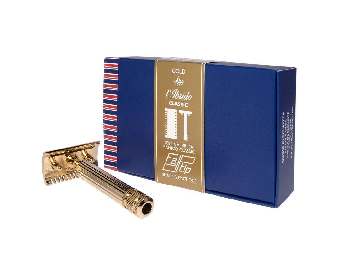 Fatip IBrido Hybrid Double Edge Safety Razor (Chrome/Gold) Made in Italy