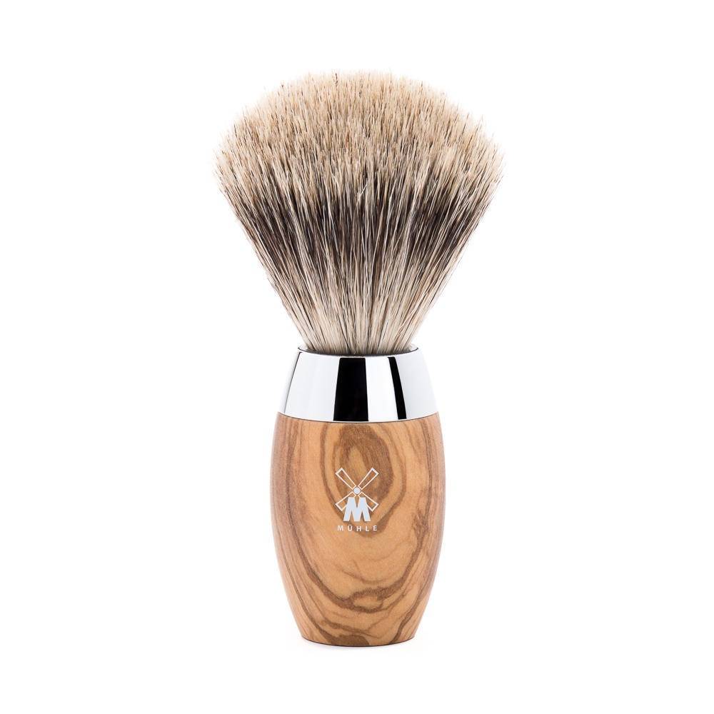 Muhle 281H870 KOSMO, OLIVE WOOD Handle, FINE BADGER SHAVING BRUSH