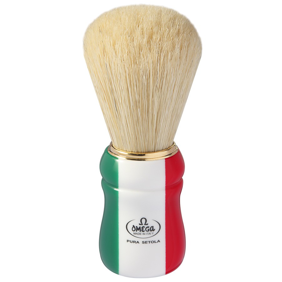 Omega 21762 Italian Flag Handle Boar Shaving Brush
